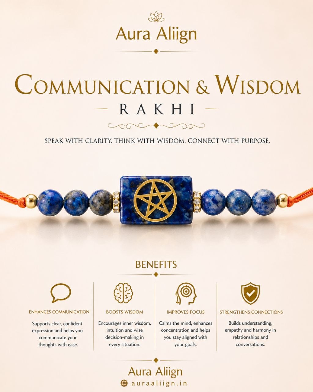 Communication & Wisdom Crystal Rakhi